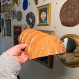 Vintage Sun Face Terracotta Clay Taco Holder